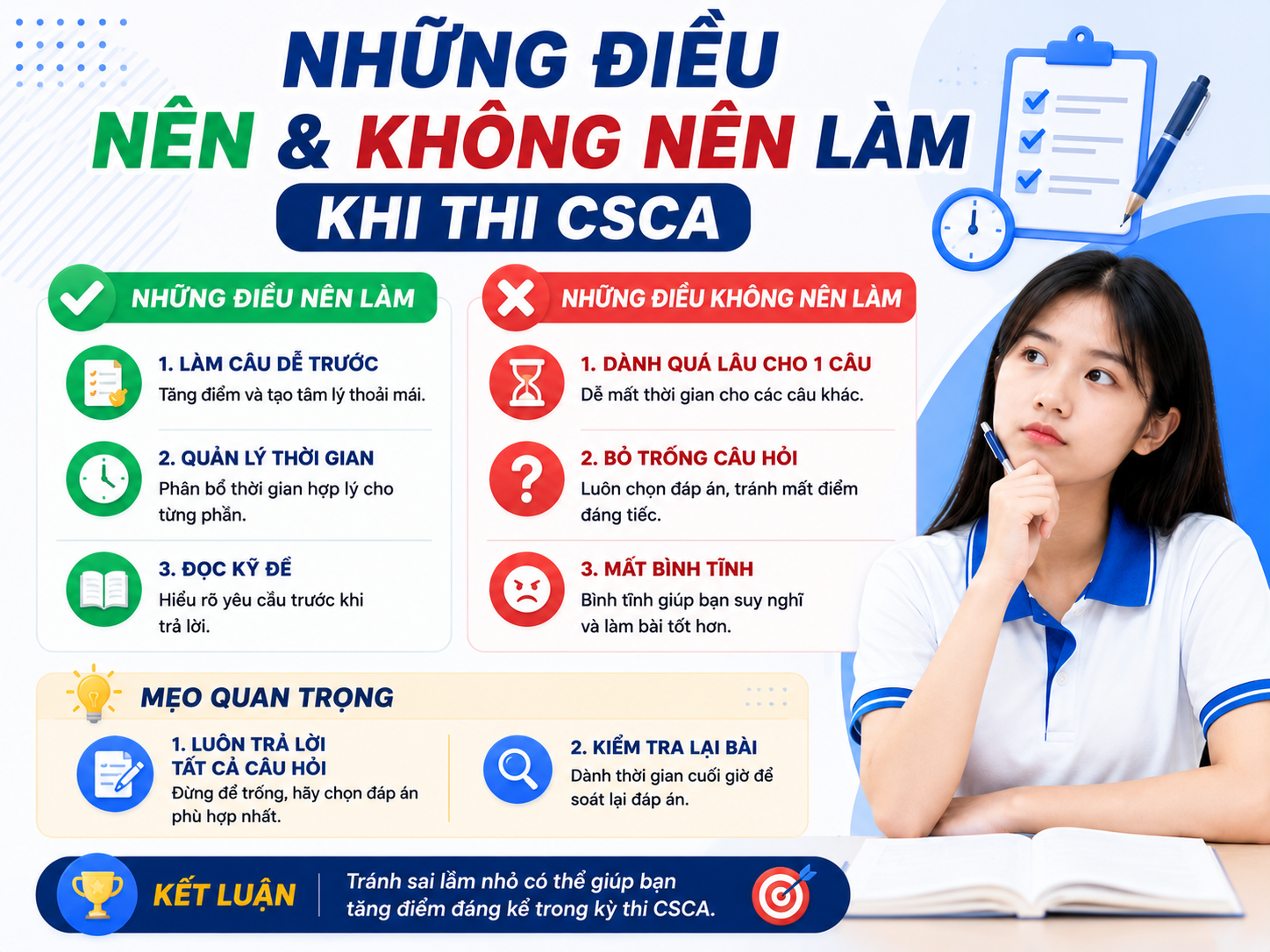 Những điều nên & không nên làm khi thi CSCA