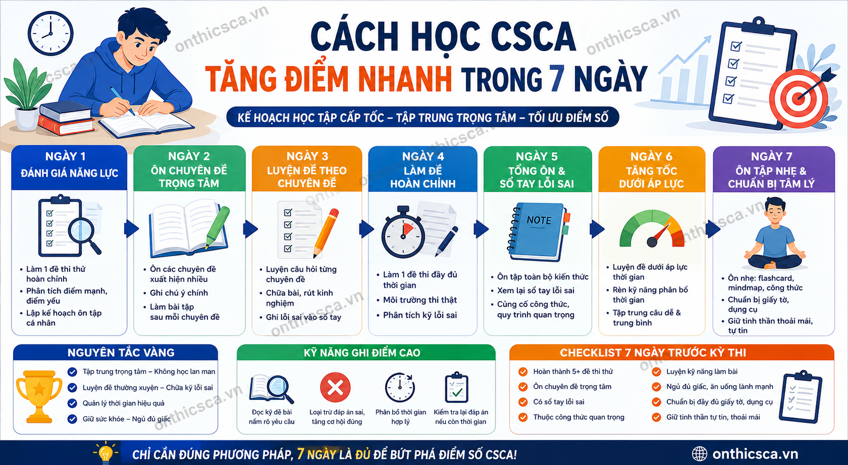 Cách học CSCA tăng điểm nhanh trong 7 ngày