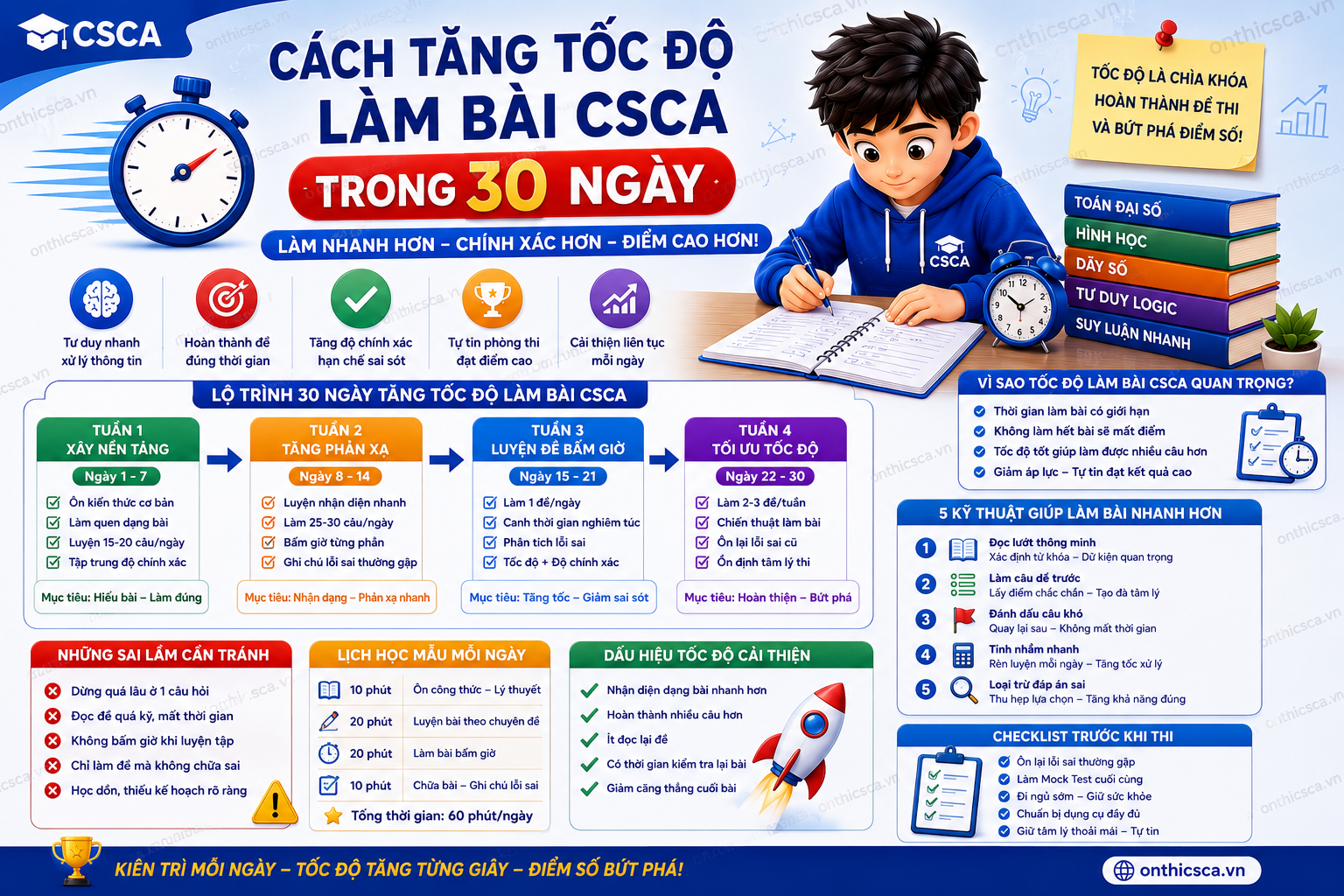 Cách tăng tốc độ làm bài CSCA trong 30 ngày
