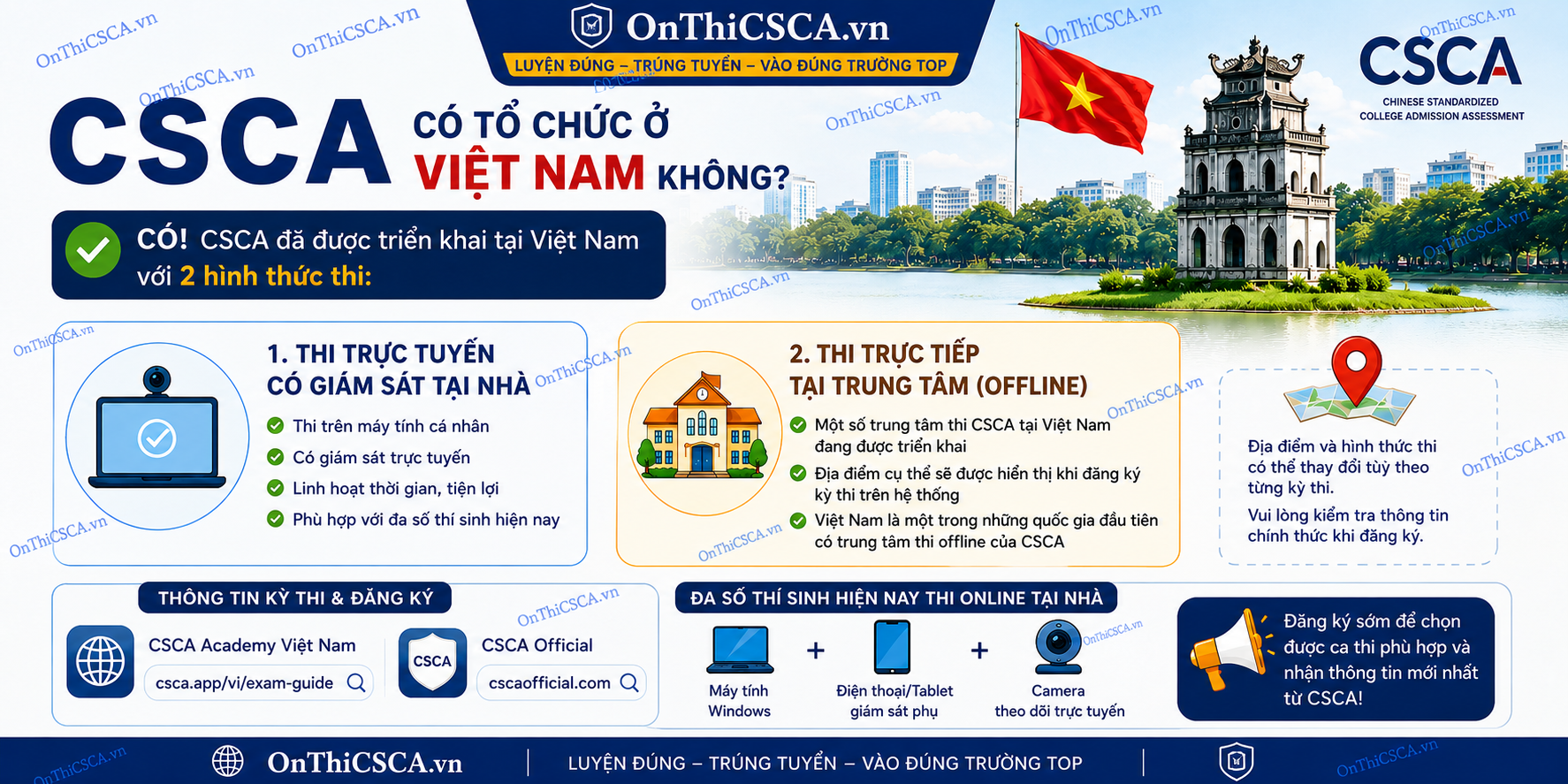 CSCA có tổ chức ở Việt Nam không? Thi ở đâu?