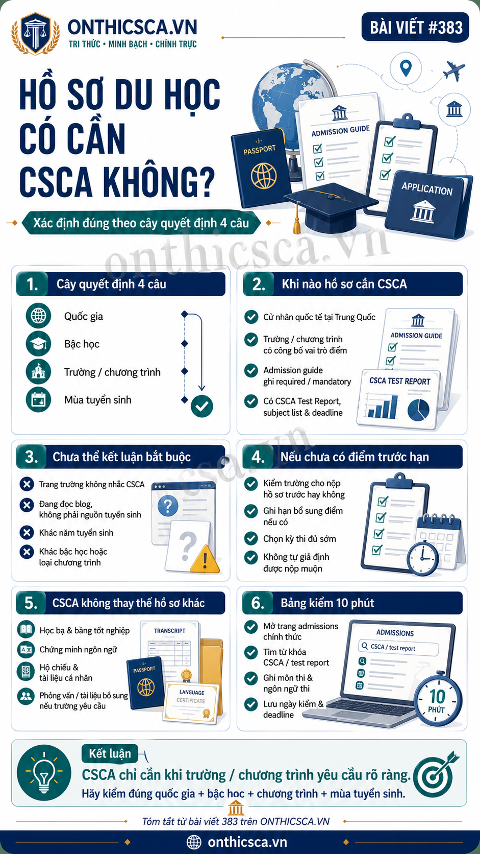 Hồ sơ du học có cần CSCA không