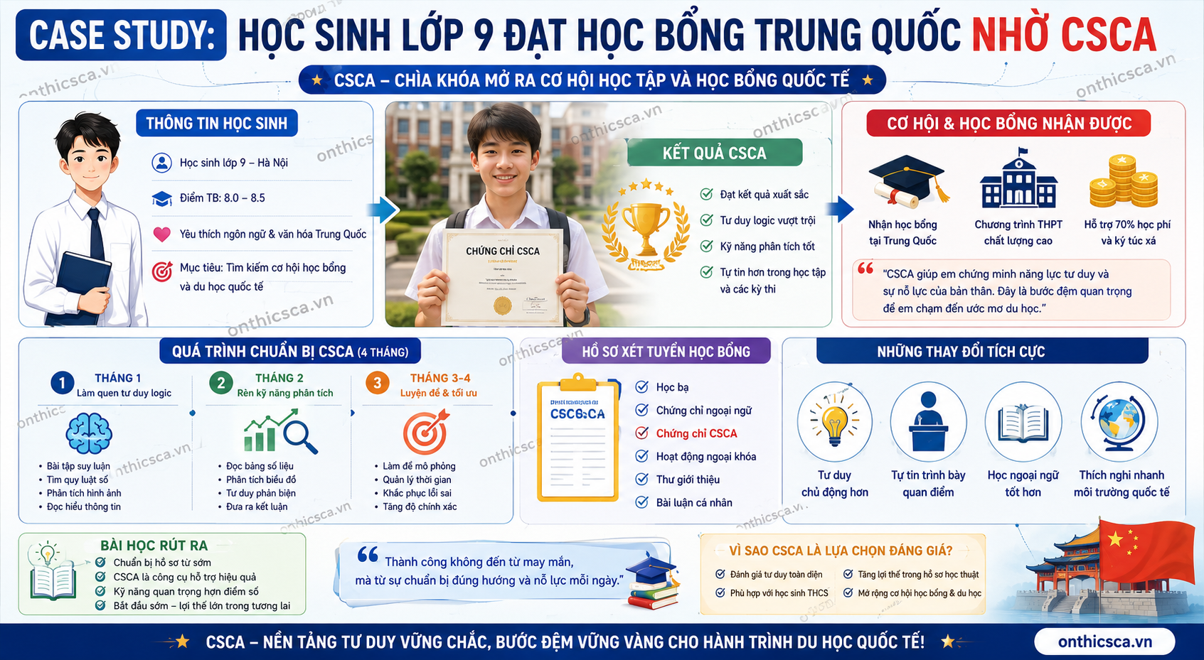 Case study: học sinh lớp 9 đạt học bổng Trung Quốc nhờ CSCA