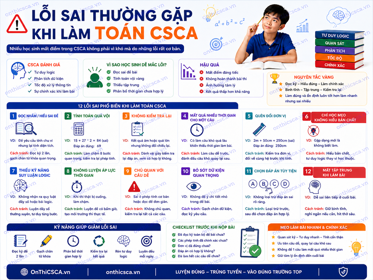 Lỗi sai thường gặp khi làm toán CSCA