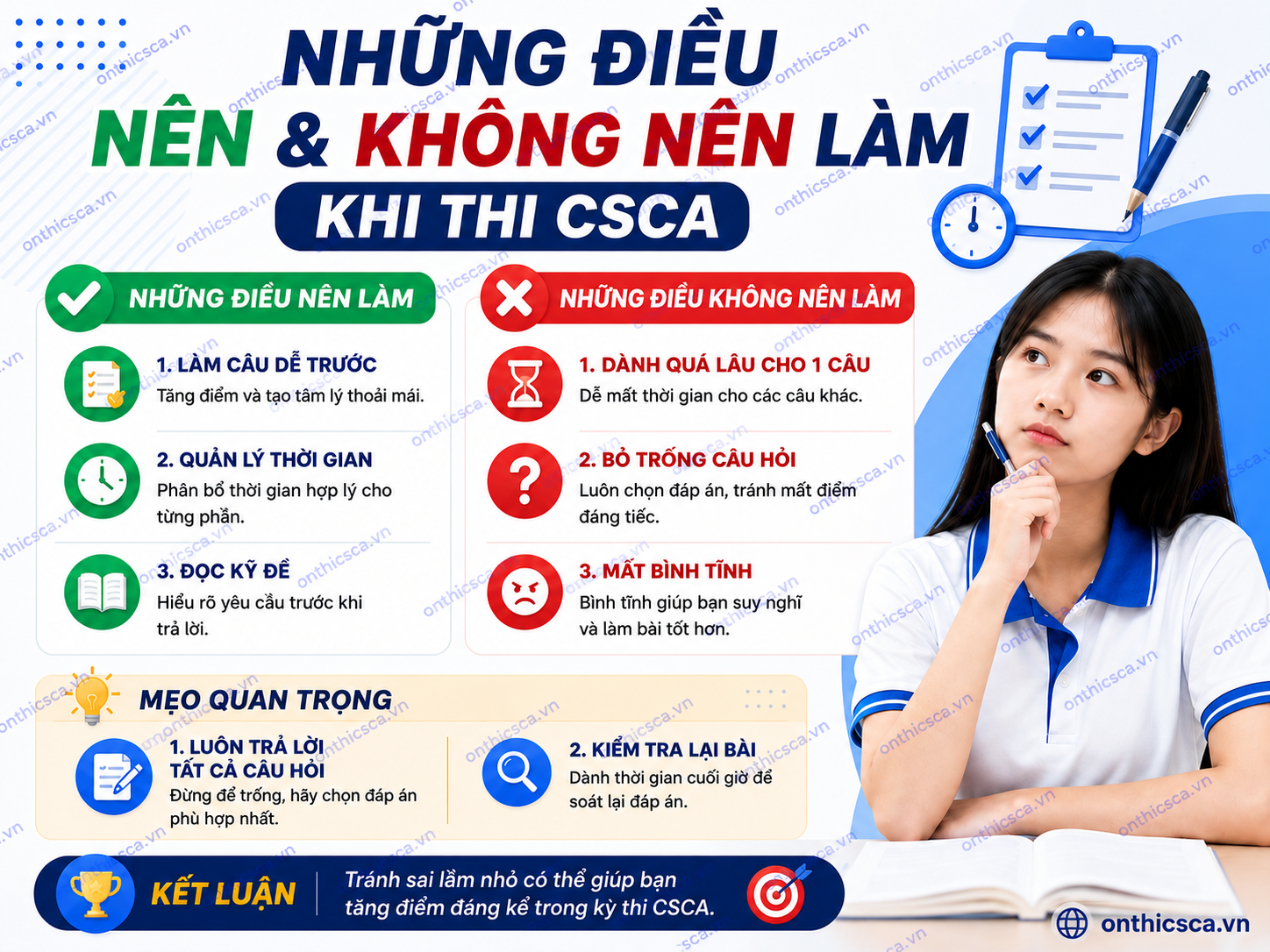 Những điều nên & không nên làm khi thi CSCA