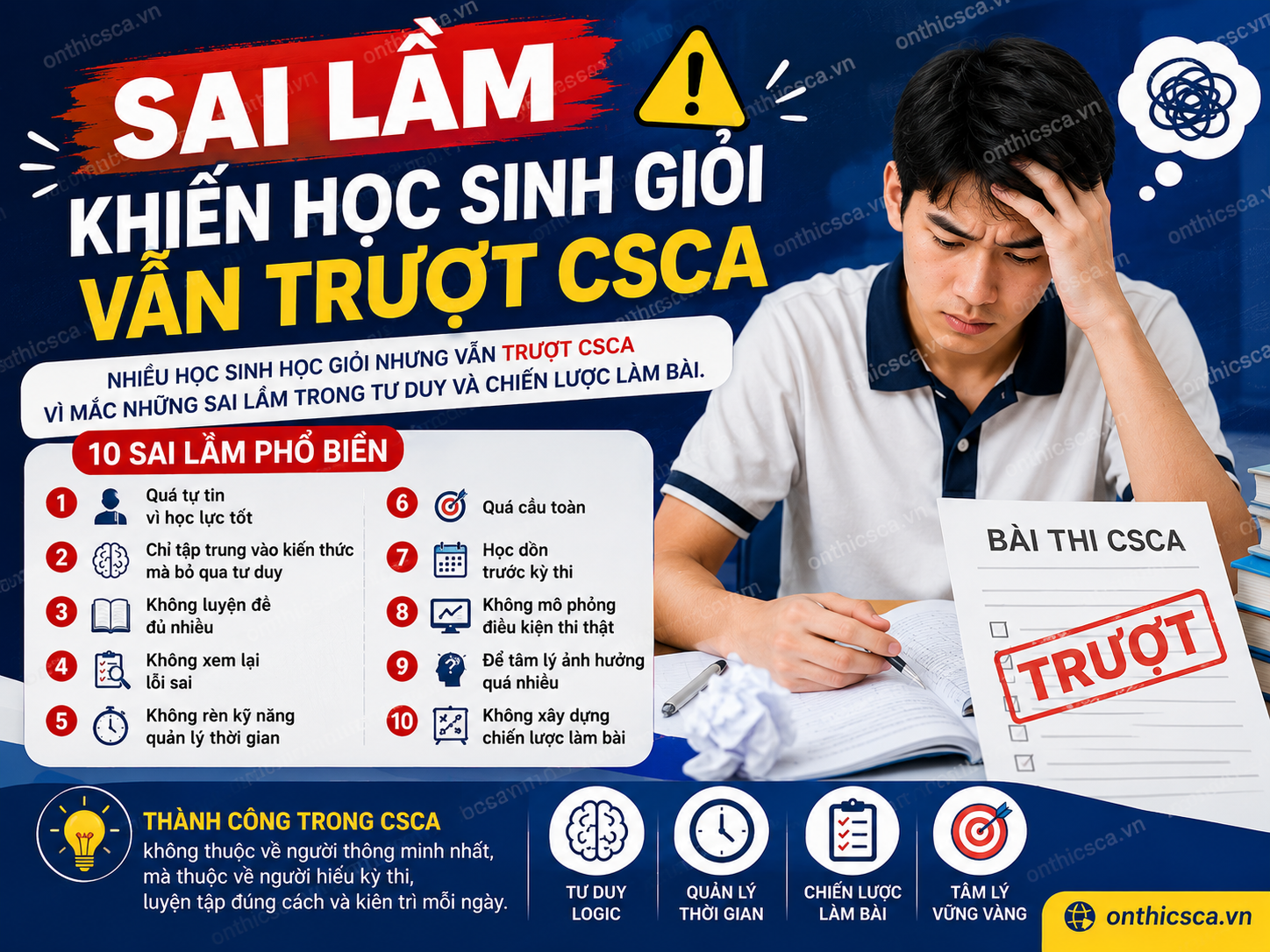 Sai lầm khiến học sinh giỏi vẫn trượt CSCA