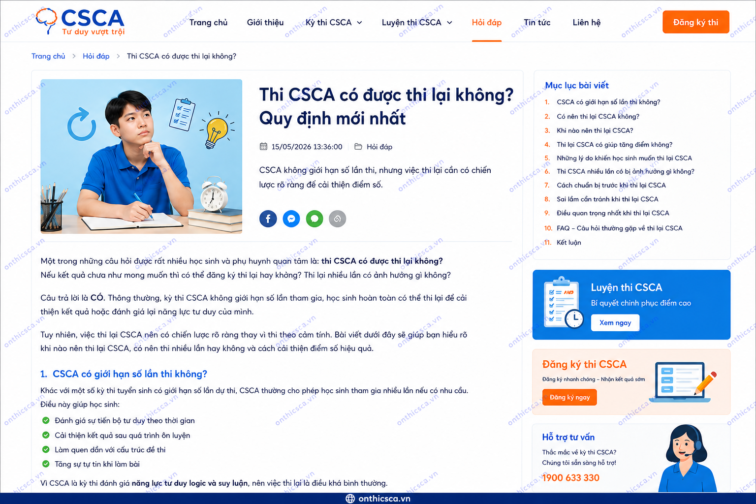 Thi CSCA có được thi lại không?